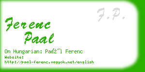 ferenc paal business card